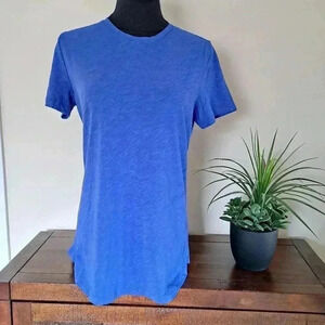 ❤️ Black Bow Blue Tee Small Slub Knit  T-shirt Short Sleeved Crewneck Top